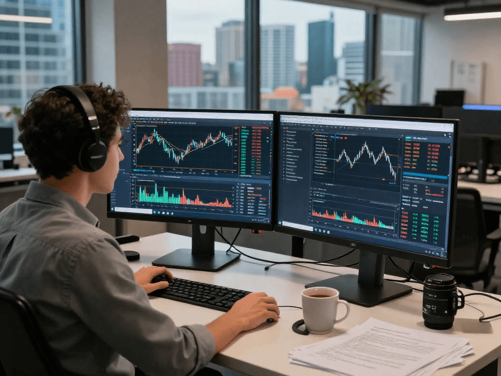 Germany stock backtesting API utilized by a developer analyzing live data in a modern financial workspace.