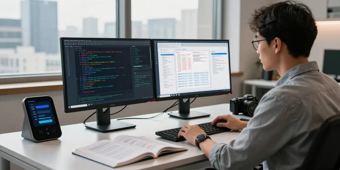 Detect fake receipt analysis in a modern tech workspace with a cybersecurity expert.