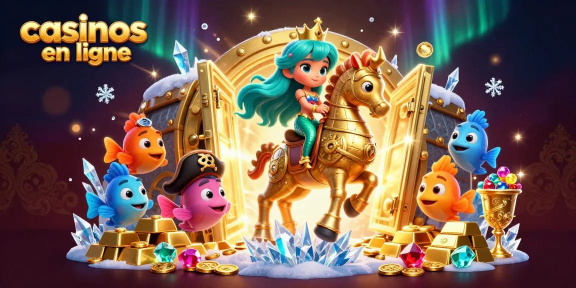 Jouez aux casinos en ligne pour gagner des trésors lors d'une aventure sous-marine brillante.