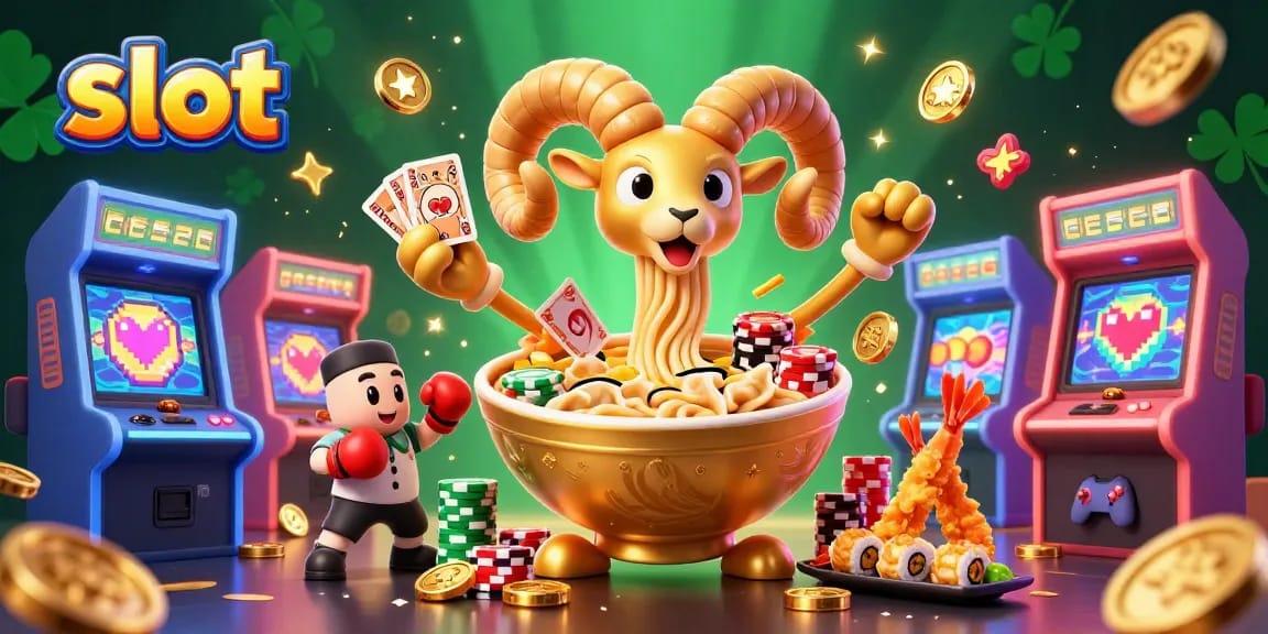 Spin the slot reels with vibrant 3D characters in this dynamic casino illustration.