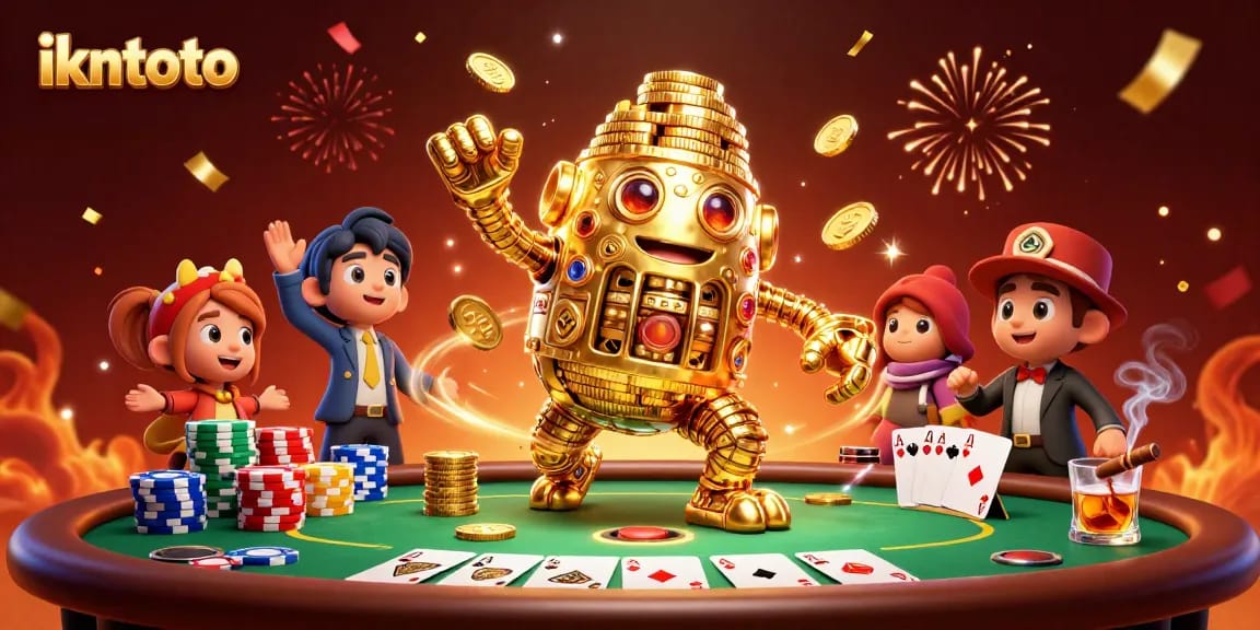 Engage with ikntoto's thrilling casino experience featuring dynamic golden golem and poker elements.