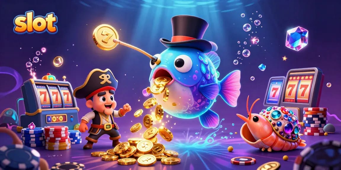 Spin to win with exciting slot game elements and vibrant characters in this casino-themed illustration.