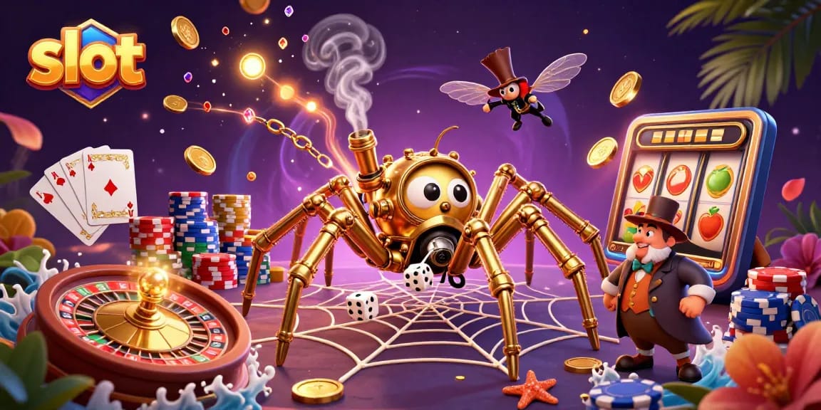 Spin to win with dynamic slot reels and golden elements in this vibrant casino scene.