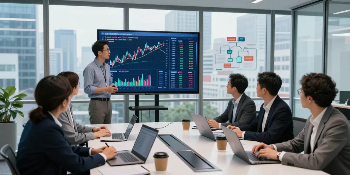 Team analyzing financial crime intelligence data in a modern office.
