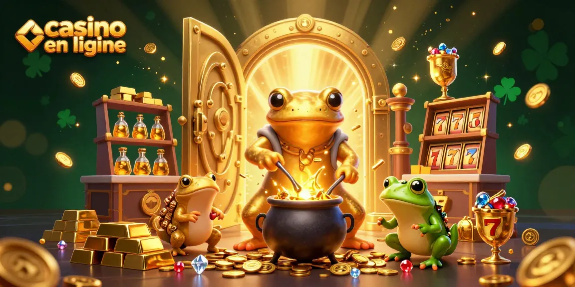 Plongez dans l'univers du casino en ligne avec un alchimiste géant et ses assistantes transformant des métaux en pièces d'or.