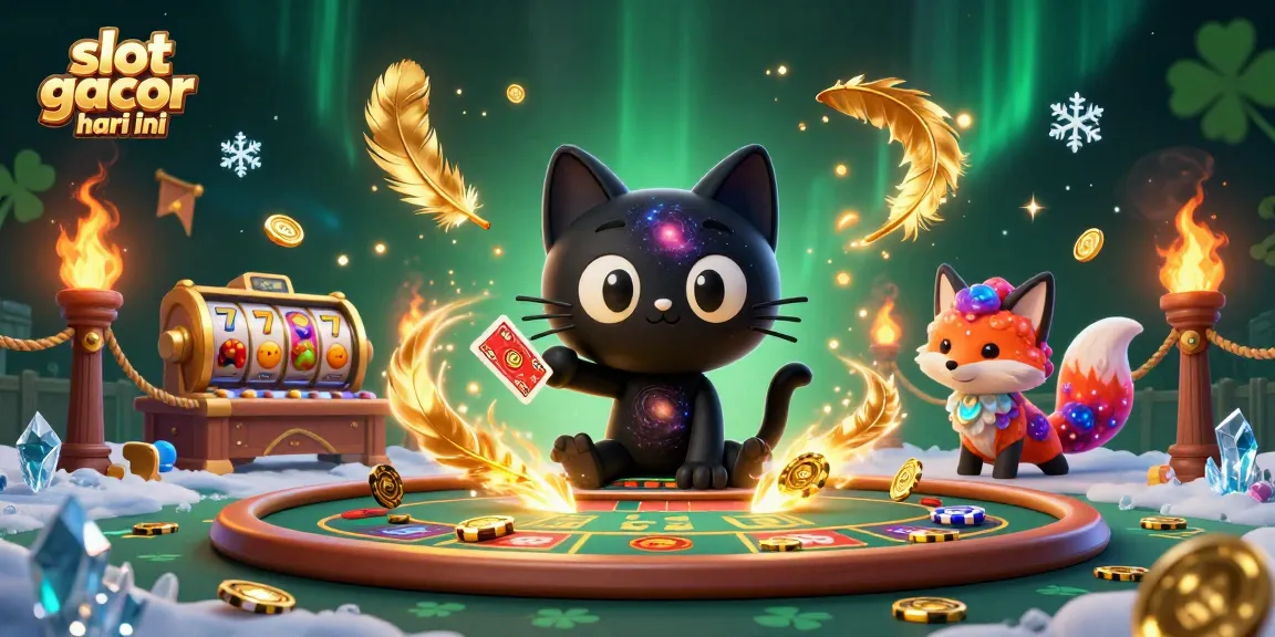 Experience fun gaming with slot gacor hari ini as the black hole cat pulls in golden chips and cards.