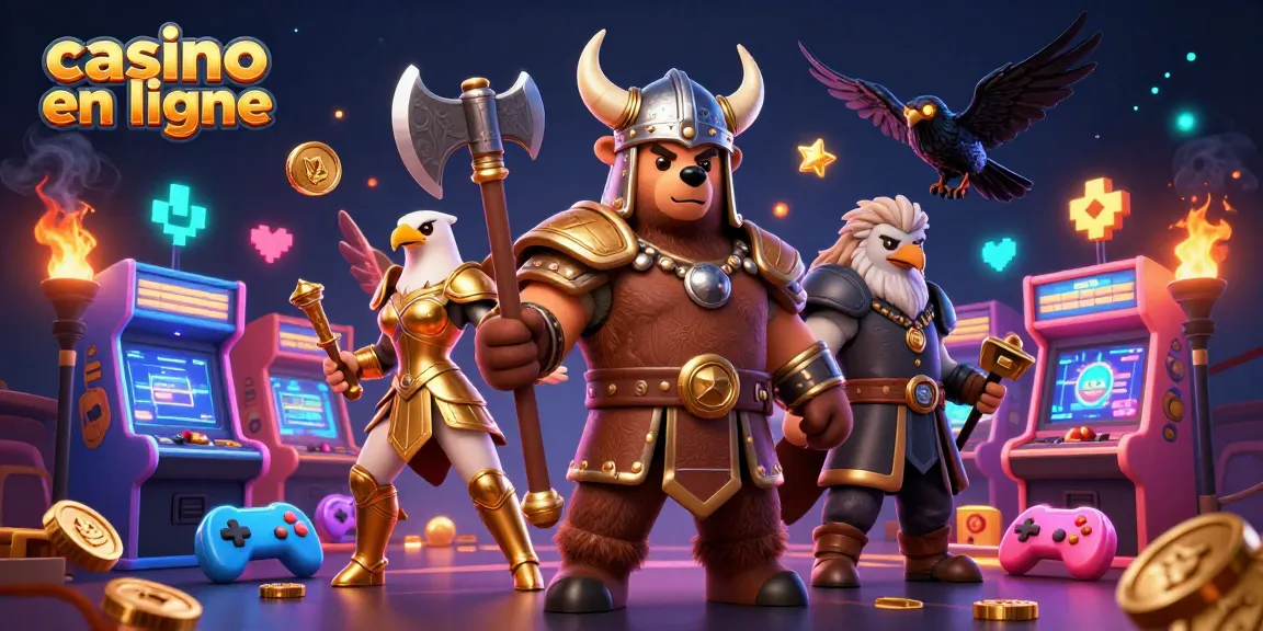 Jouer au casino en ligne avec un ours viking et un aigle valkyrie dans un décor dynamique.