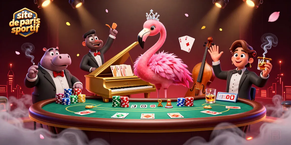 Illuminez votre expérience sur le site de paris sportif avec un flamant et un hippopotame musiciens.