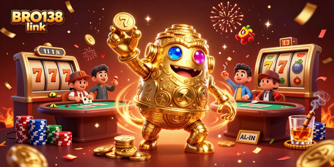 Engage with the immersive experience of BRO138 link featuring dynamic slot action and vibrant casino elements.