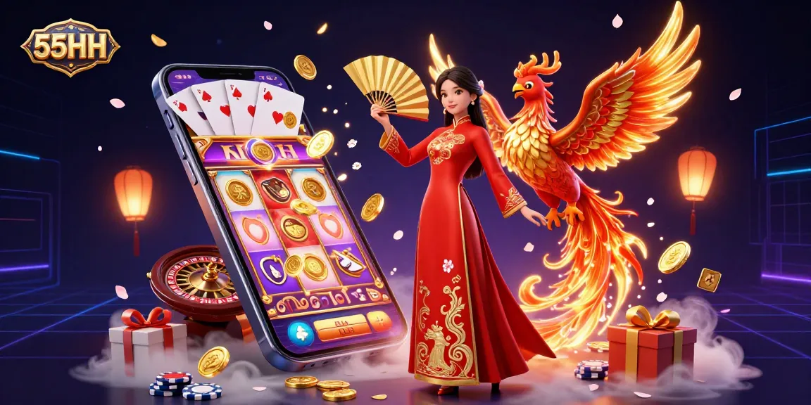Experience thrilling games at 55HH with vibrant visuals of slots, live dealers, and exciting promotions.