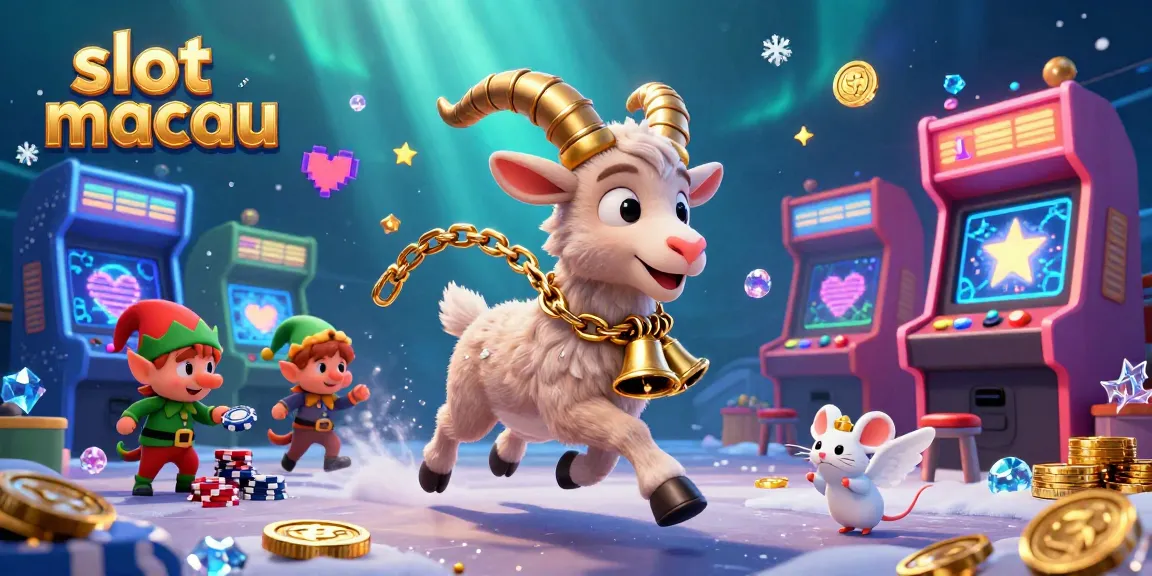 Experience slot macau in a vibrant casino scene featuring Krampus and playful characters amid sparkling game elements.