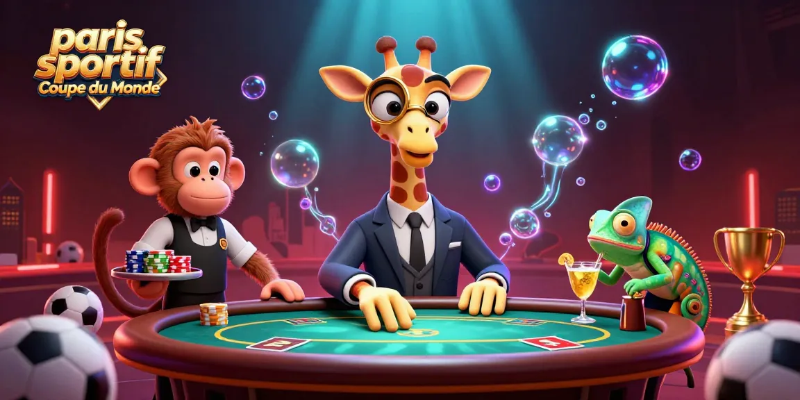 Pariez sur le sport avec les meilleures cotes pour la Coupe du Monde, mélange de personnages animaliers dans un décor festif.