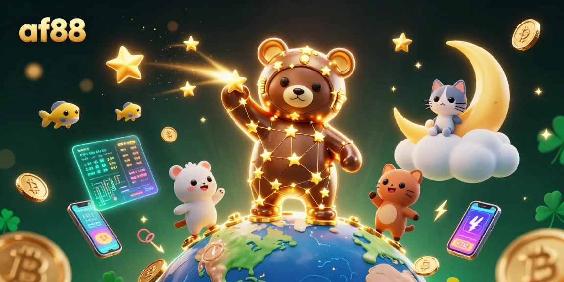Experience winning with af88 in a vibrant 3D casino universe packed with coins and crypto elements.