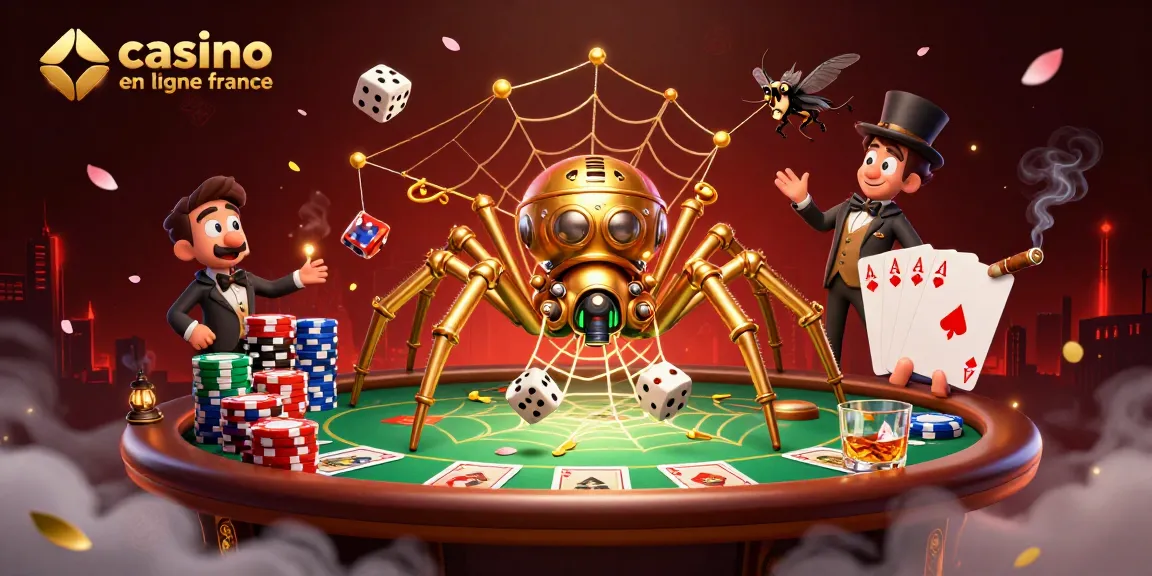 Plongez dans l'univers du casino en ligne en France avec une illustration dynamique de personnages fascinants et d'éléments de jeu captivants.