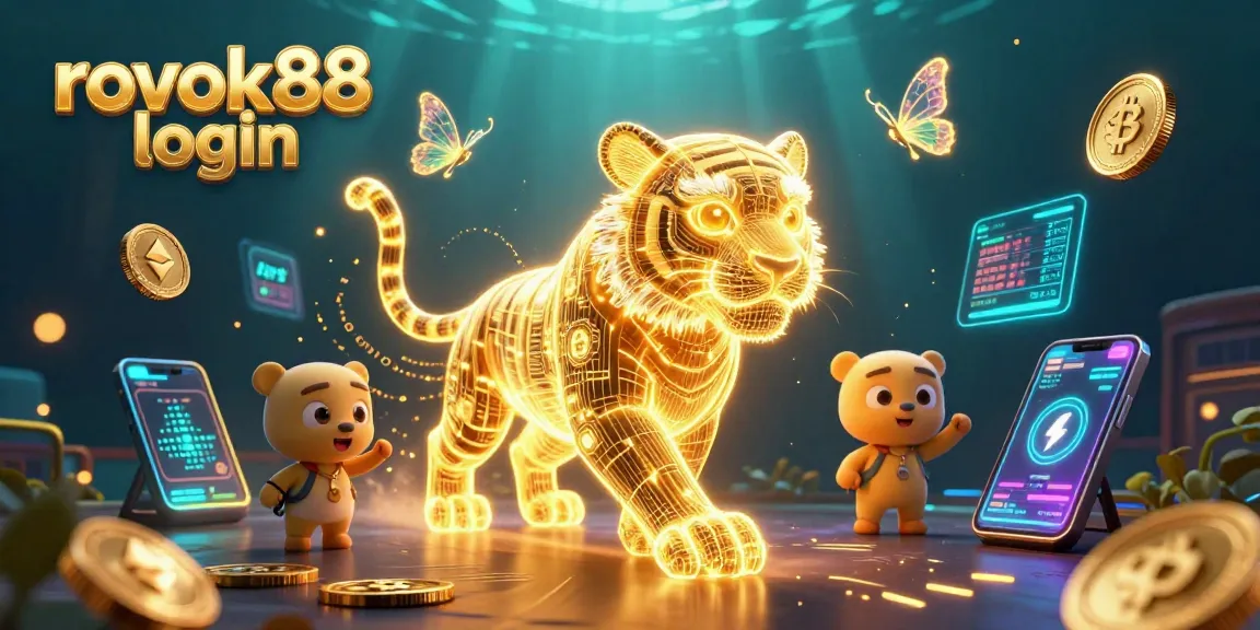 Experience the excitement of rokok88 login with our vibrant casino-themed 3D illustration featuring a golden tiger.