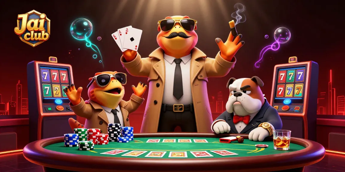 Engage with Jai Club's exciting gaming scene featuring unique characters and lively casino elements.