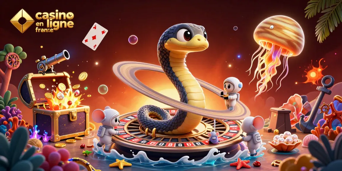 Placer des paris avec le serpent Saturne et des astronautes pour le casino en ligne France.