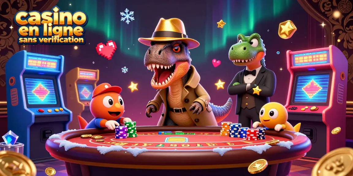 Les velociraptors et un pit boss stégosaure s'attellent à la table de blackjack au casino en ligne sans vérification.