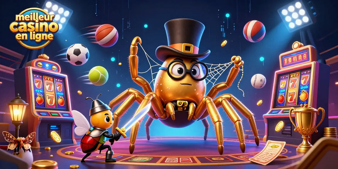 Illustre le meilleur casino en ligne avec des personnages captivants et des éléments de jeu scintillants.