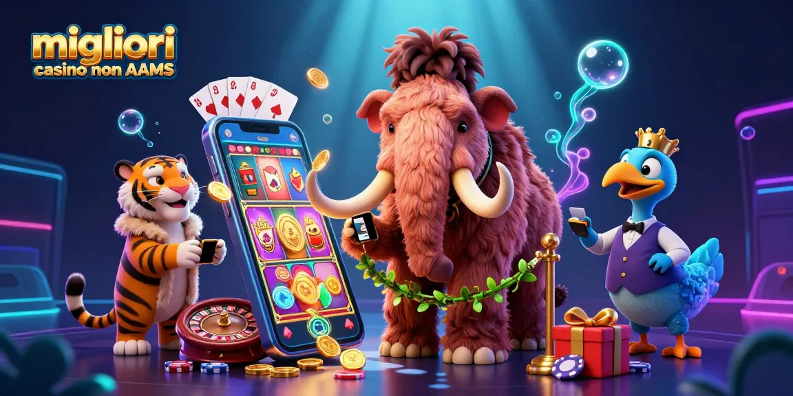 Migliori casino non AAMS: mammuth bouncer, tigre VIP e piccione come doorman in un'atmosfera giocosa.