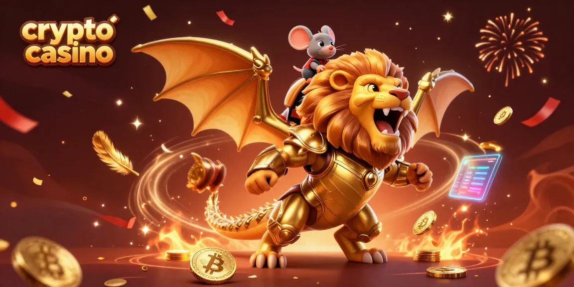 Vinci nel crypto casino con un'esplosione di colori e dettagli in un'illustrazione 3D animata.
