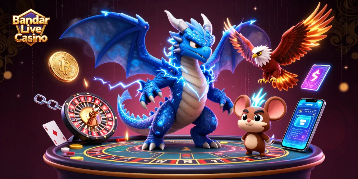 Win big at Bandar Live Casino with a dynamic scene featuring interactive gaming elements and captivating characters.