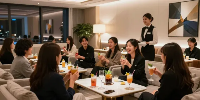 강남타이밍의 고급스러운 유흥 공간에서 고객들이 즐거운 시간을 보내는 모습