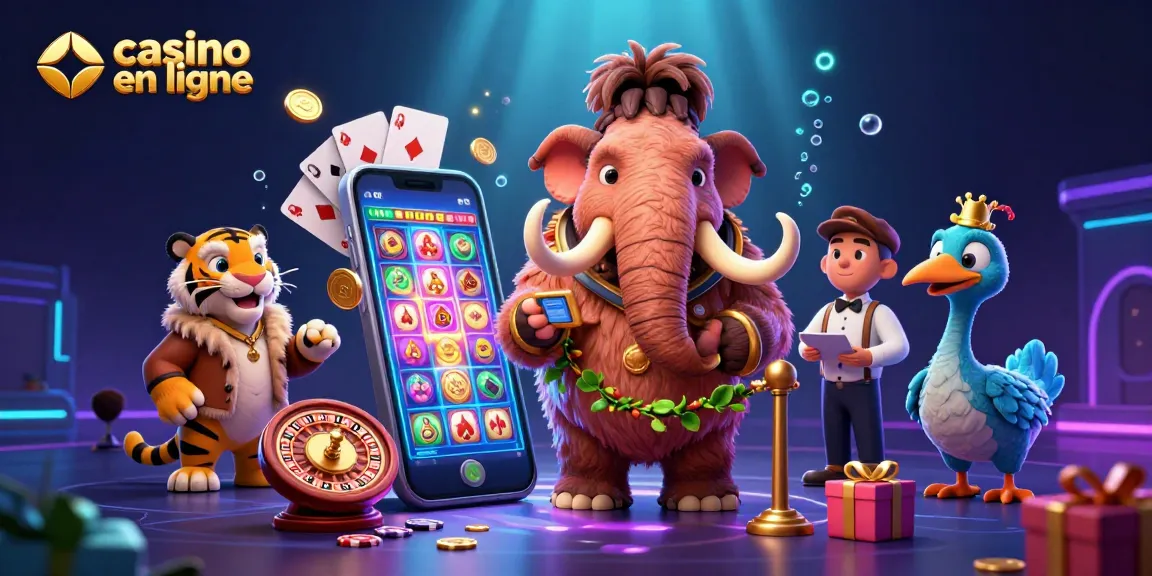 Immersion dans le casino en ligne avec un mammouth gardien, un tigre VIP et un dodo portier.