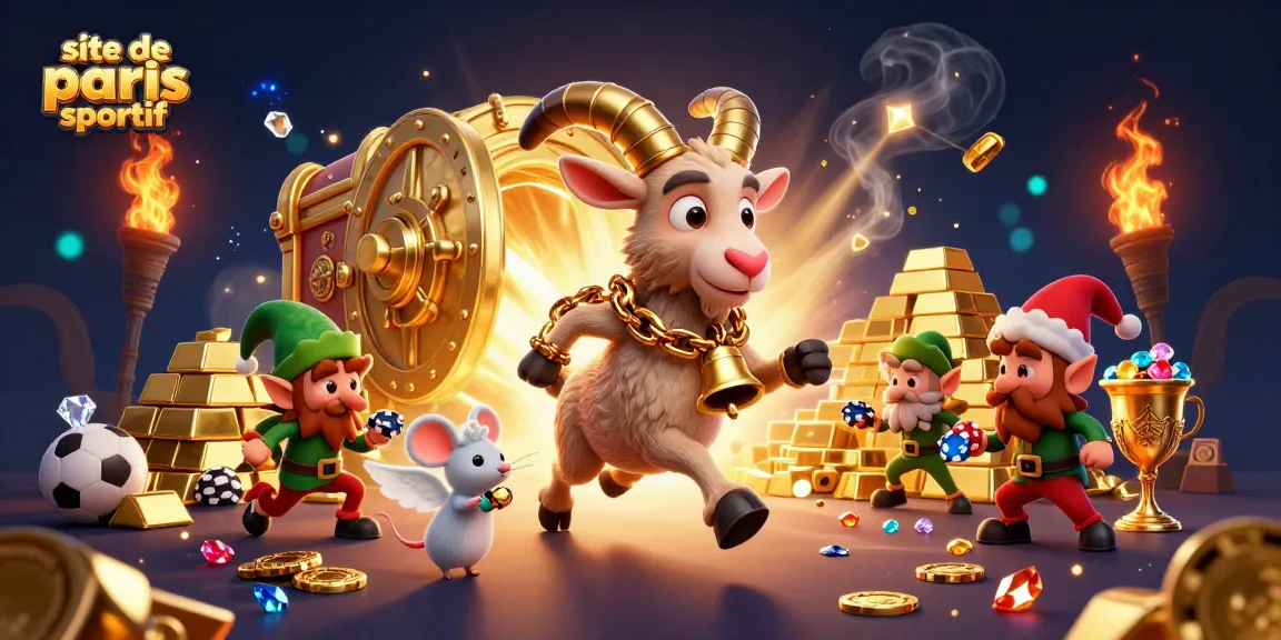 Découvrez le site de paris sportif en pleine action avec un krampus et d'autres personnages fantastiques.