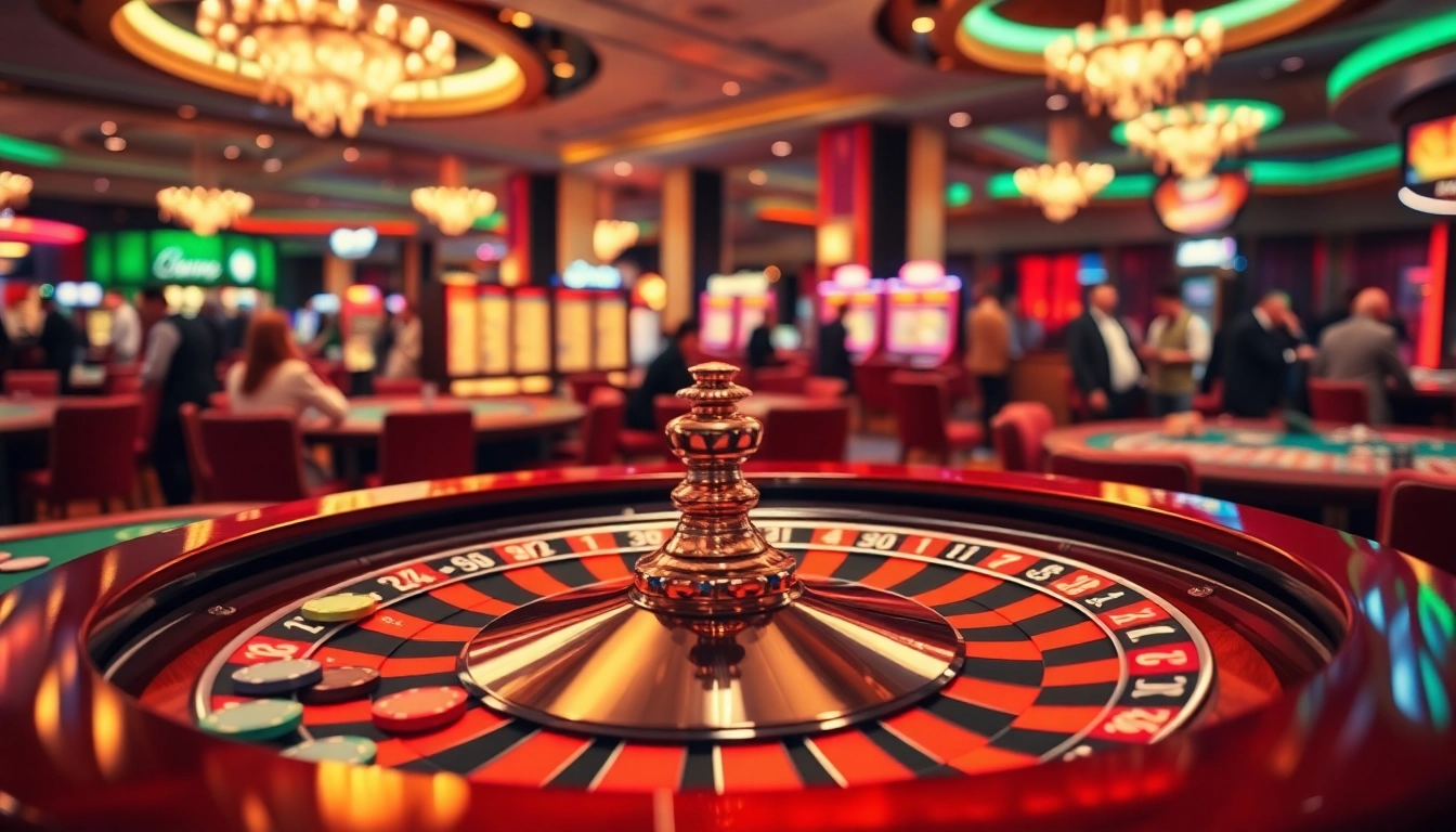 Engaging scene at a Non gamstop casino Uk with a vibrant roulette table full of colorful chips.