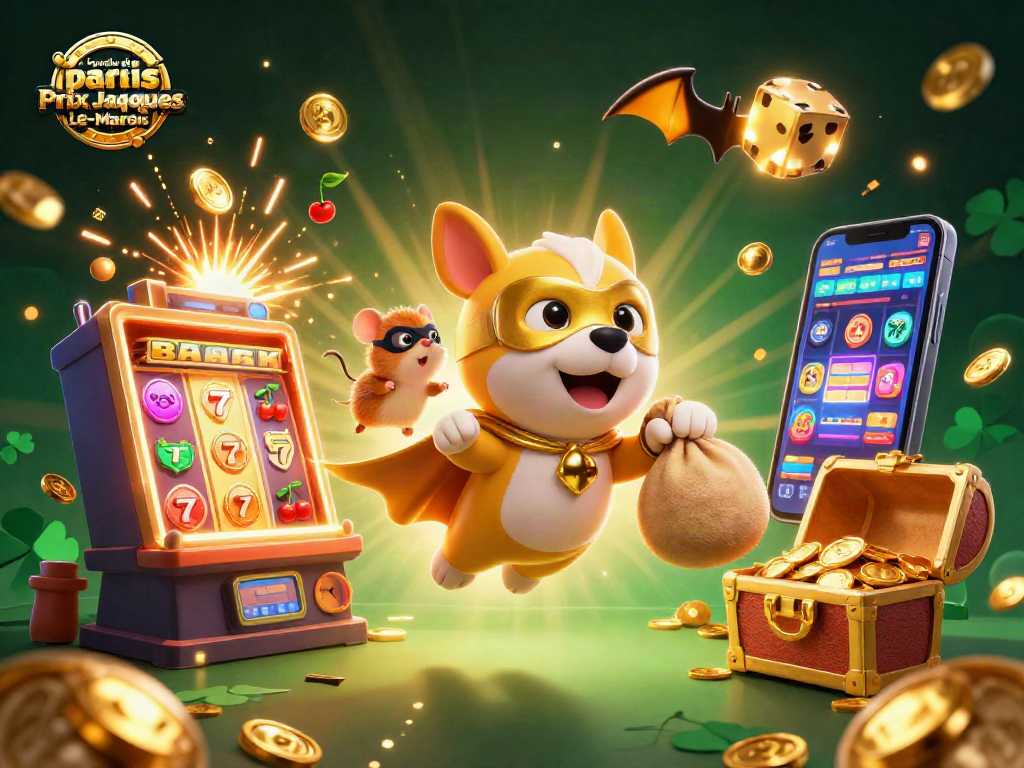 Bet on le guide des paris du Prix Jacques-Le-Marois with a heroic dog and festive casino elements.