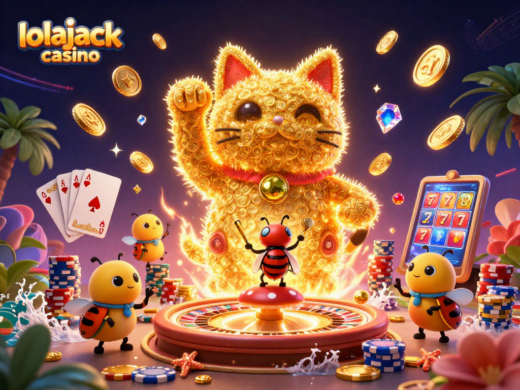 Experience the thrill of lolajack casino with vibrant symbols and dynamic gaming elements.