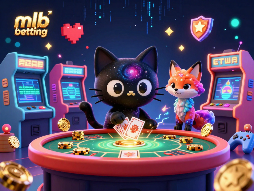 Engage in mlb betting with a vibrant cosmic scene featuring a black hole cat and colorful game elements.