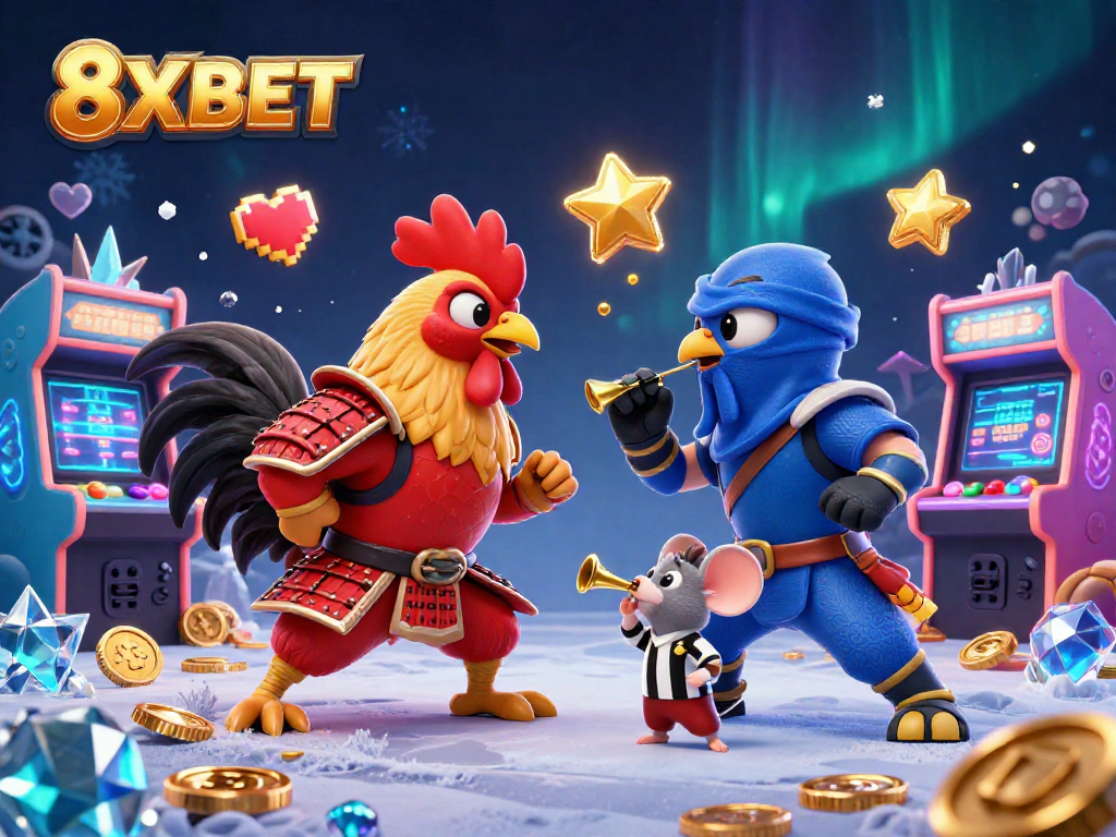 Engage with 8XBET as roosters battle amidst 3D gaming elements and casino gold!