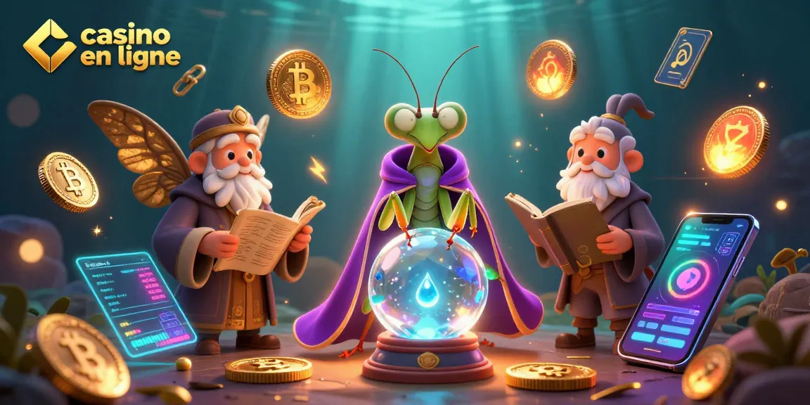 Jouez au casino en ligne avec une illustration 3D captivante de personnages fantastiques et d'éléments de jeu.