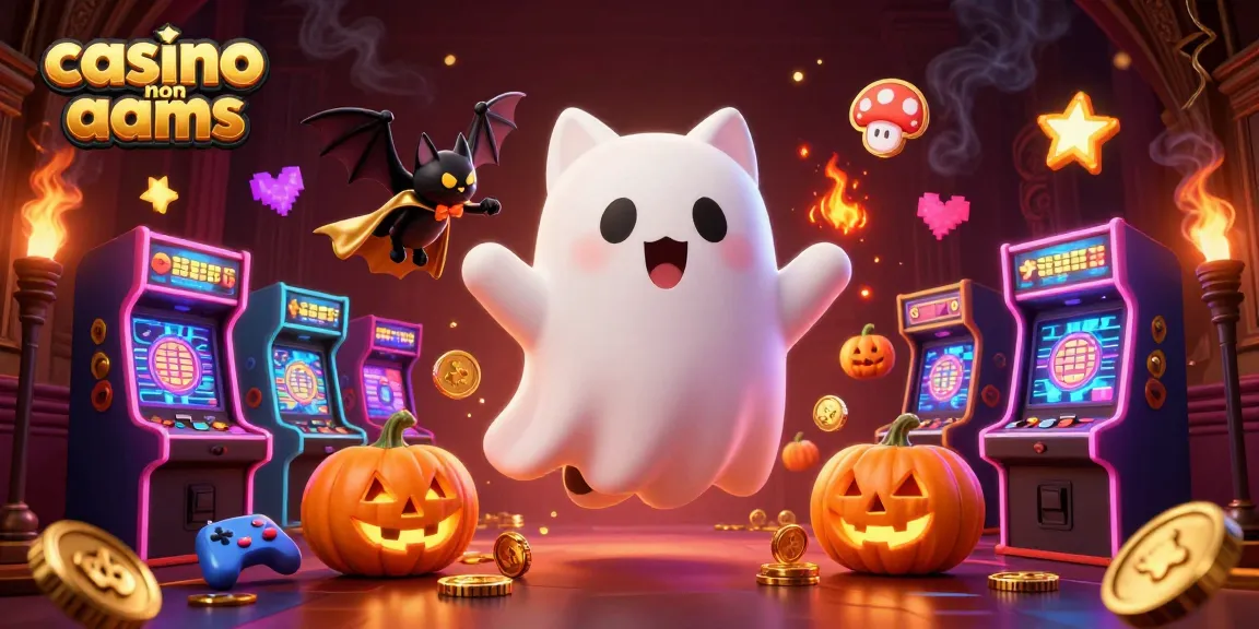 Gioca nei migliori casino non AAMS con un gatto fantasma e un pipistrello in un'illustrazione vivace
