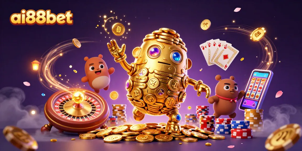 Experience the excitement of ai88bet with dynamic casino elements and a golden golem in 3D.