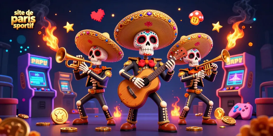 Plonger dans le monde du site de paris sportif avec des mariachis squelettes colorés et des éléments de jeu de casino immersifs.
