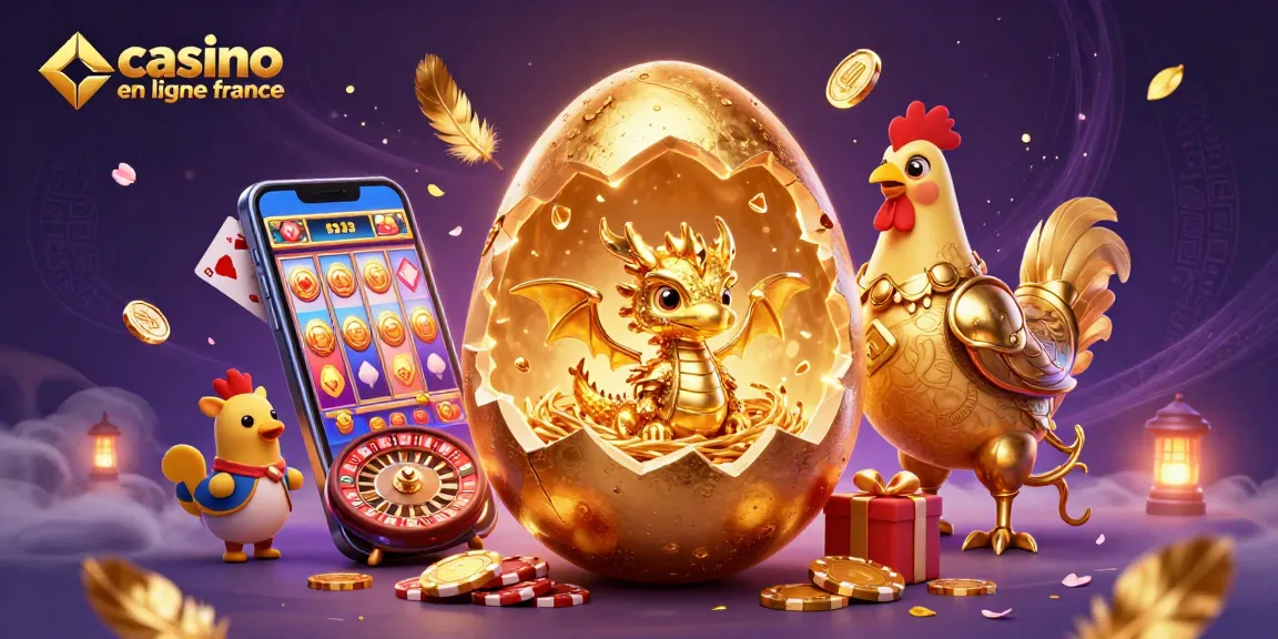 Découvrez la magie du casino en ligne en France avec un dragon doré et des jetons de poker.