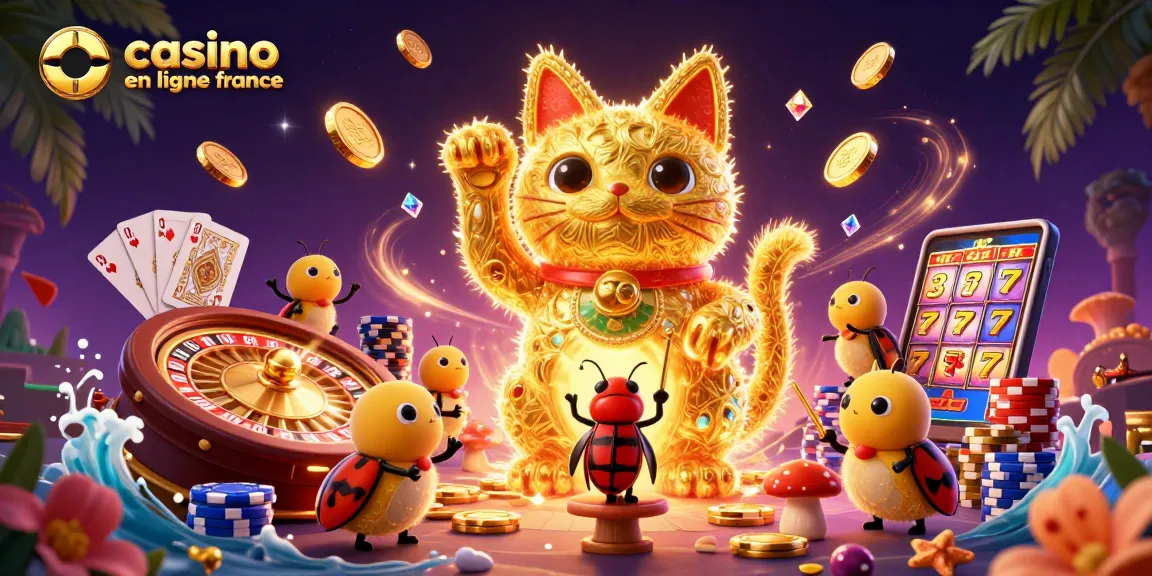 Découvrez le casino en ligne france avec ce chat porte-bonheur animé et des éléments de jeu captivants.