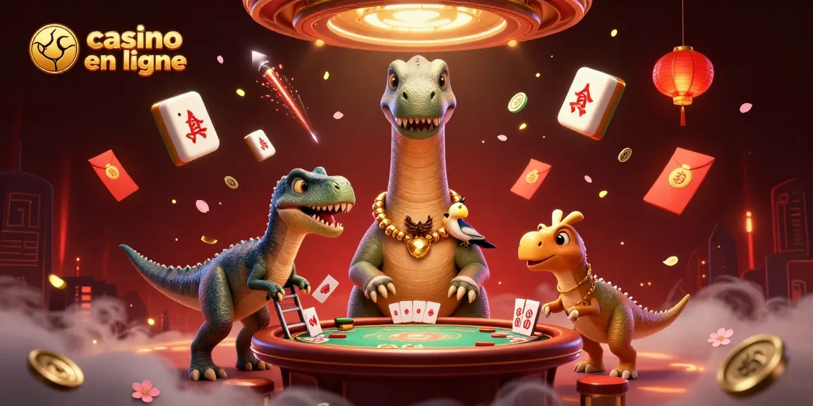 Jouez au casino en ligne avec des éléments animés, un brontosaure et un raptor à la table de poker.