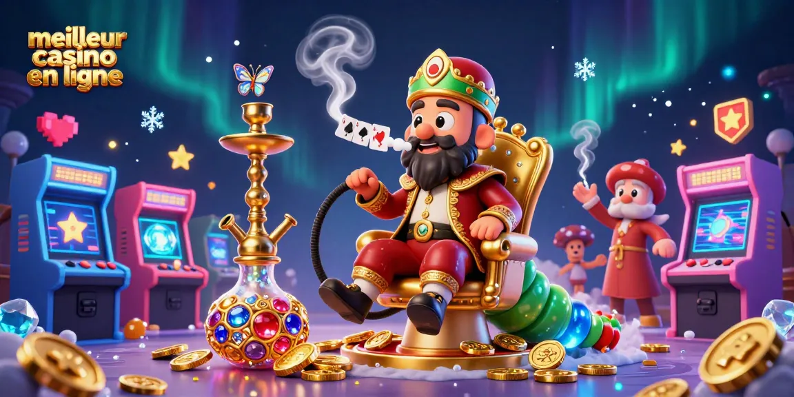 Visualisez le meilleur casino en ligne avec une illustration captivante de jeux et de joyaux scintillants.