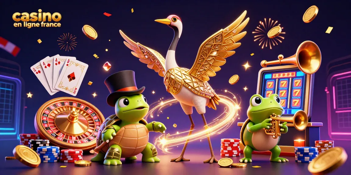 Découvrez le monde captivant des casinos en ligne en France avec des personnages animés dans un décor festif.