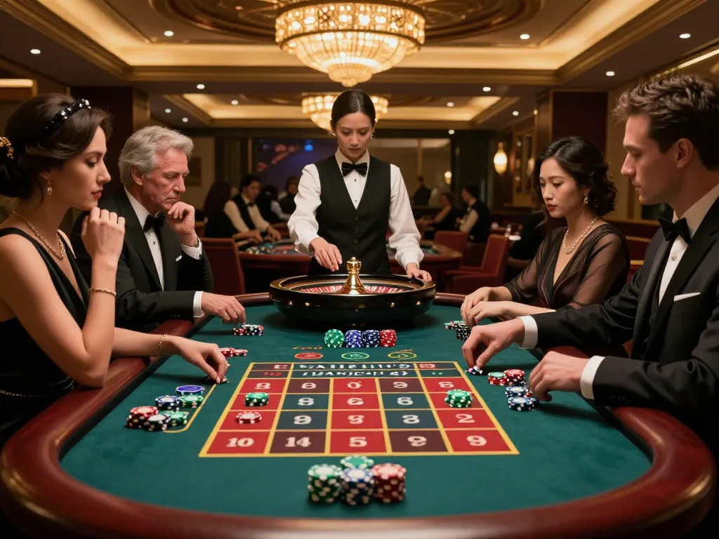 Players enjoy a thrilling round of roulette at RR88, showcasing strategic bets with vibrant chips.