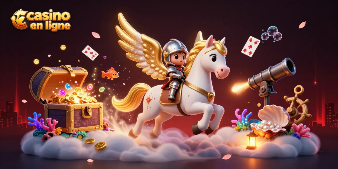 Jouez à casino en ligne avec le cheval céleste et des trésors sous-marins scintillants.