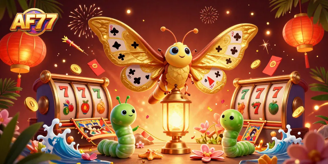 Experience thrilling gameplay at AF77 with a vibrant display of slot machines and golden elements.