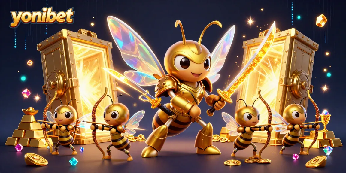 Experience exciting gameplay at yonibet with a dynamic scene of a golden hornet and treasure.
