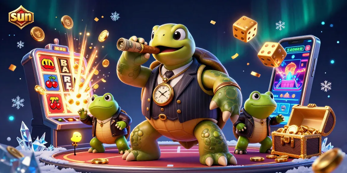 Spin the sun on slots with a vibrant turtle mobster and frog enforcers bursting with jackpots.