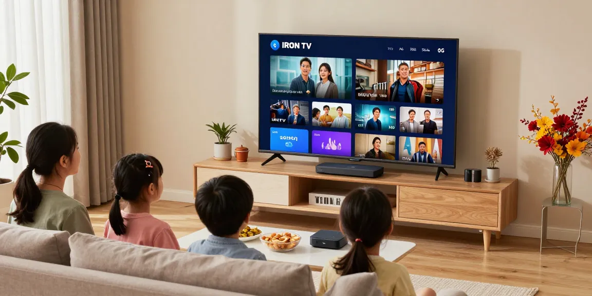Engaging family watching Iron TV in a cozy living room with HD content displayed.