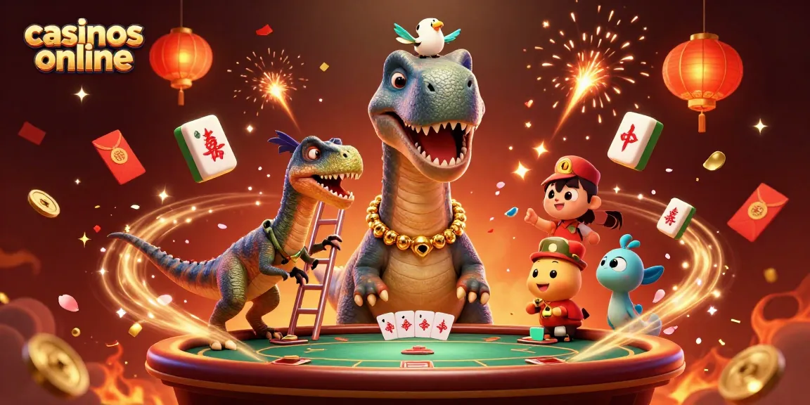 Disfruta de emocionantes casinos online con un brontosauro y un rapax en una sala de juego.